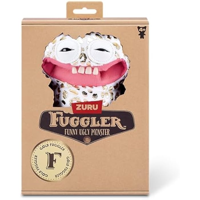 Fuggler Gold Fuggs by ZURU Funny Ugly Monster. Plush. Collectible. Toy (Grin Grin - Leopard Fleece with Gold foil Print) - Image 2